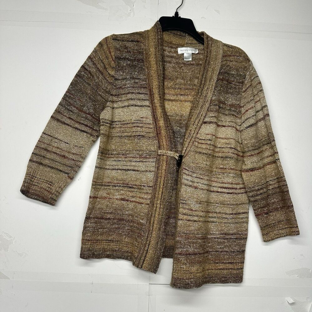 Christopher & Banks Size Large Sweater Cardigan Multicolor Striped Knit